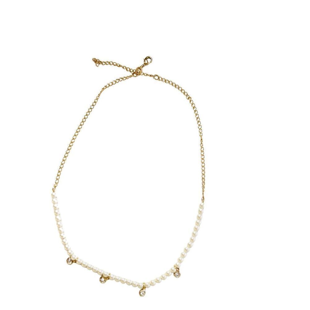 Dainty Pearl choker necklace “Paloma” Yellow gold filled chain non tarnishing
